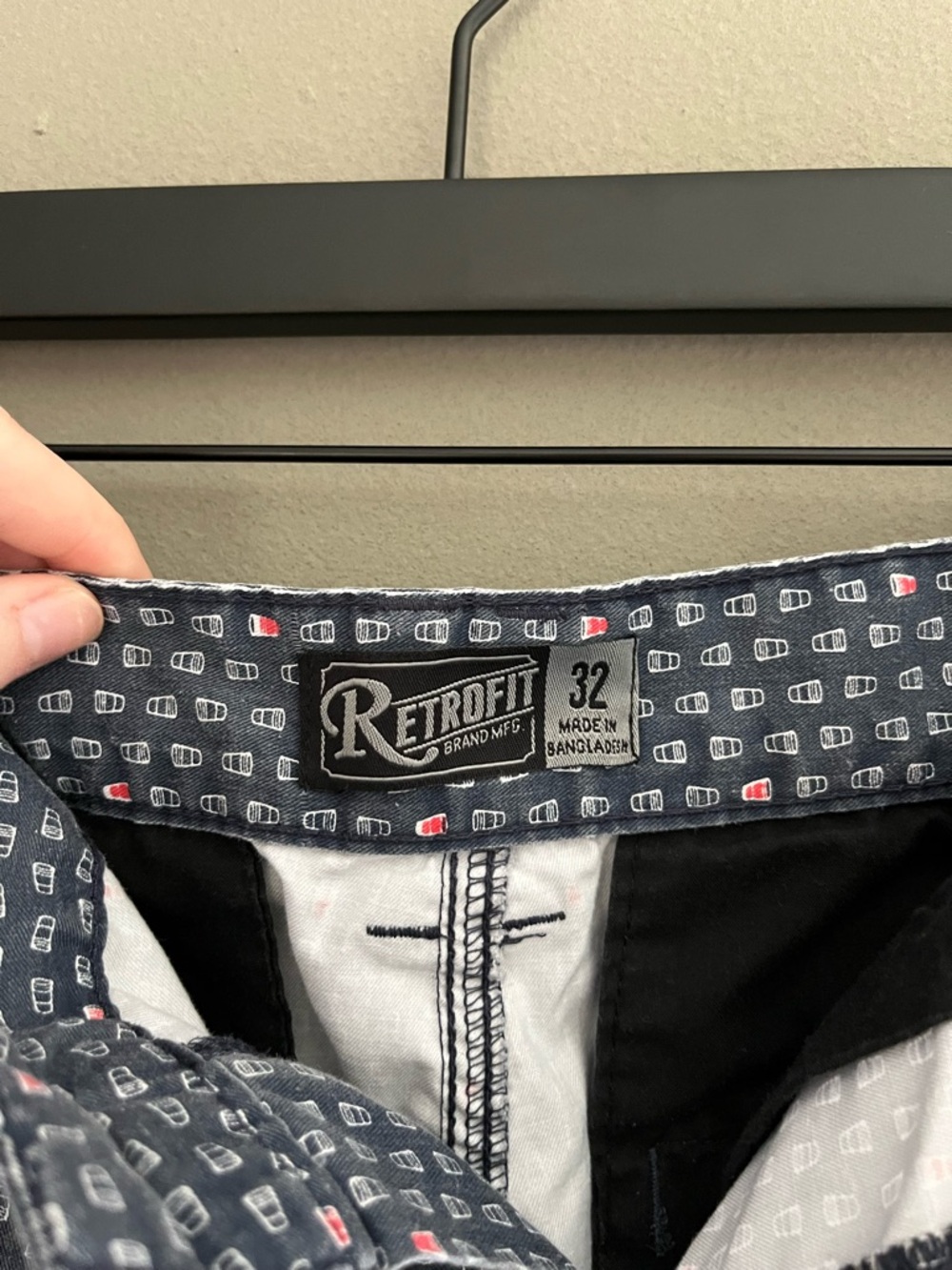Retrofit Men's Navy Shot Glass Alcohol-Print Micro-Pattern Flat Front Shorts 32 - Picture 5 of 9